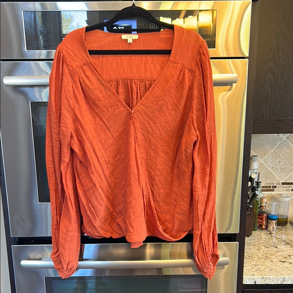 NWOT‎ Kori Orange Blouse Vibrant and Elegant